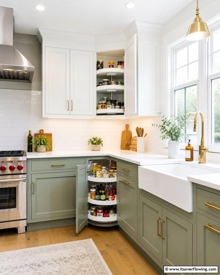 Lazy Susan Turntables - 21 Small Kitchen Storage Hacks for Efficient Spaces