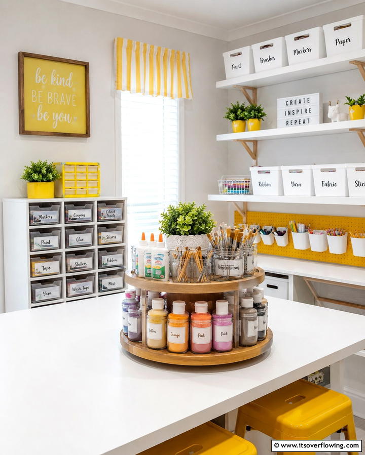Lazy Susan for Easy Access - 25 Craft Room Organization Ideas for Creative Spaces