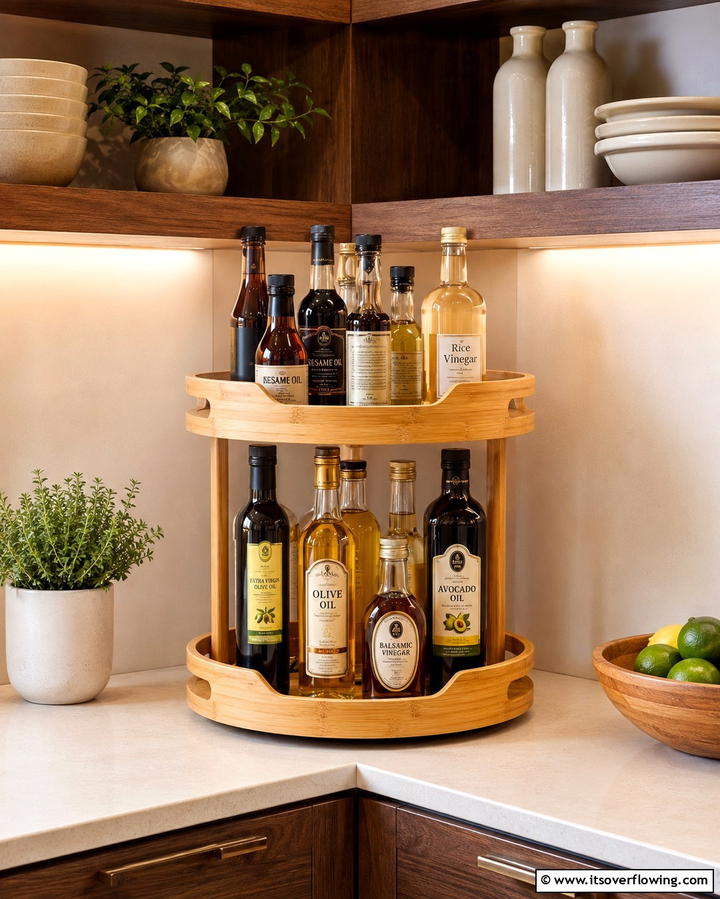 Lazy Susans for Corner Efficiency - 25 Small Pantry Ideas to Maximize Your Storage Space