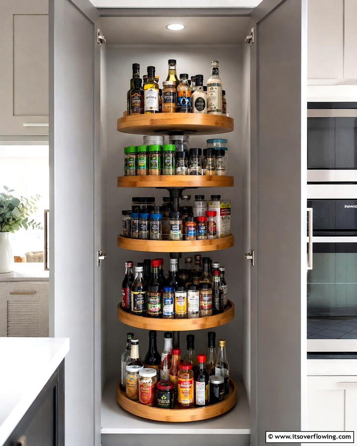 Lazy Susans for Rotating ConvenienceExact - 25 Pantry Shelving Ideas for Organized Kitchens