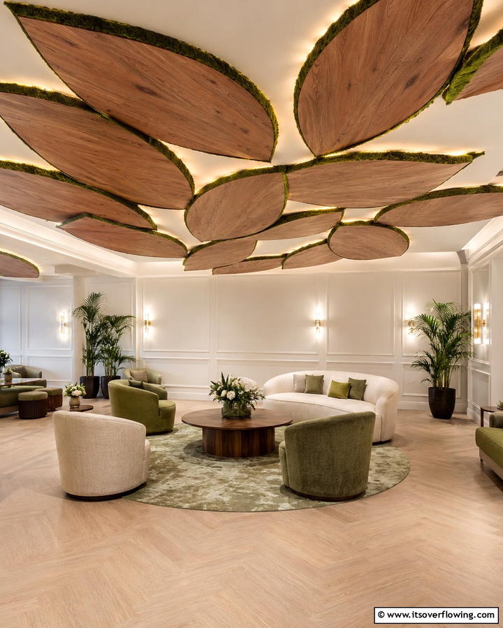 Leaf Shaped Ceiling Panels - 25 Green Ceiling Ideas for a Unique and Bold Statement