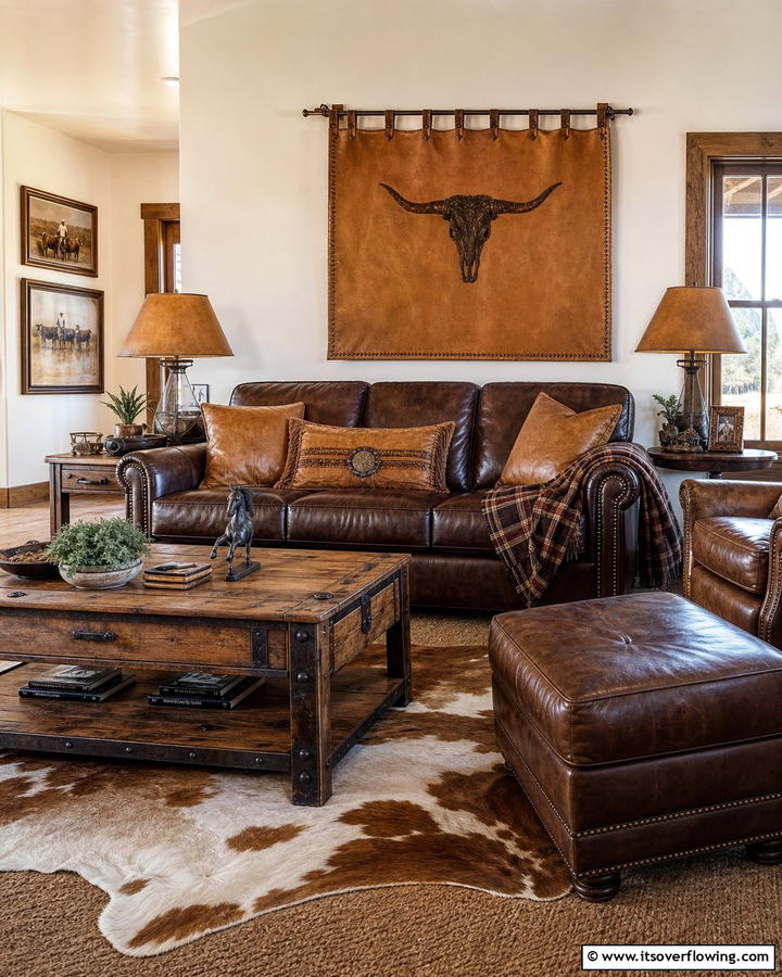Leather Accents - 20 Creative Cowboy Room Decor Ideas for a Rustic Look