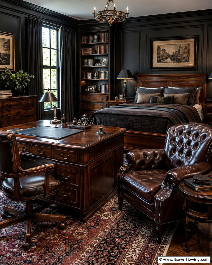 Leather AccentsOne - 30 Dark Academia Bedroom Designs for a Scholarly Aesthetic