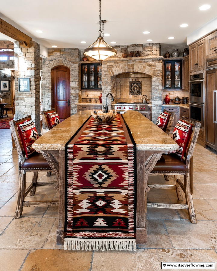 Leather Bar Stools - 25 Southwestern Kitchen Ideas for a Warm Appeal