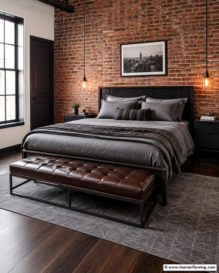 Leather Bench for a Masculine Edge - 25 Stunning Bedroom Bench Ideas for a Cozy Retreat