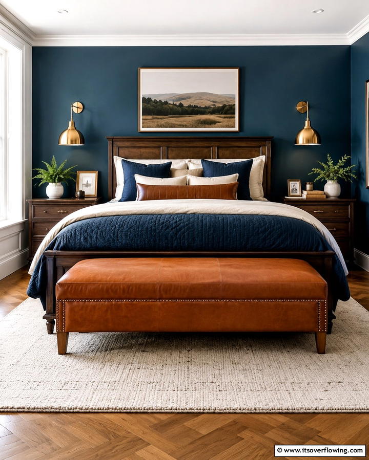 Leather Bench with Nailhead Trim - 25 Stunning Bedroom Bench Ideas for a Cozy Retreat
