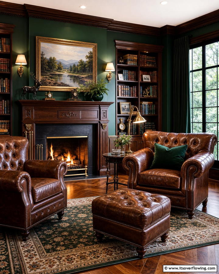 Leather Club Chairs for a Luxurious Look - 25 Chairs in Front of Fireplace Ideas for Cozy Vibes