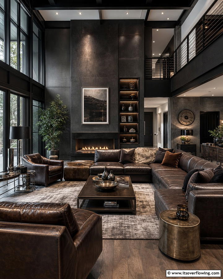 Leather Furniture - 25 Dark Living Room Ideas for a Moody and Chic Space