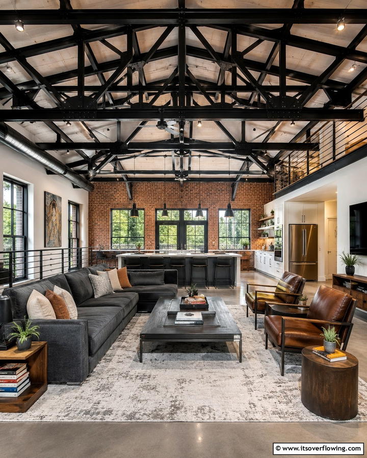Leather Furniture - 30 Industrial Living Room Ideas with Urban Charm