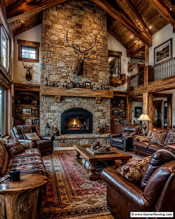 Leather Ottoman for Multipurpose Use - 25 Unique Hunting Man Cave Ideas for Your Space