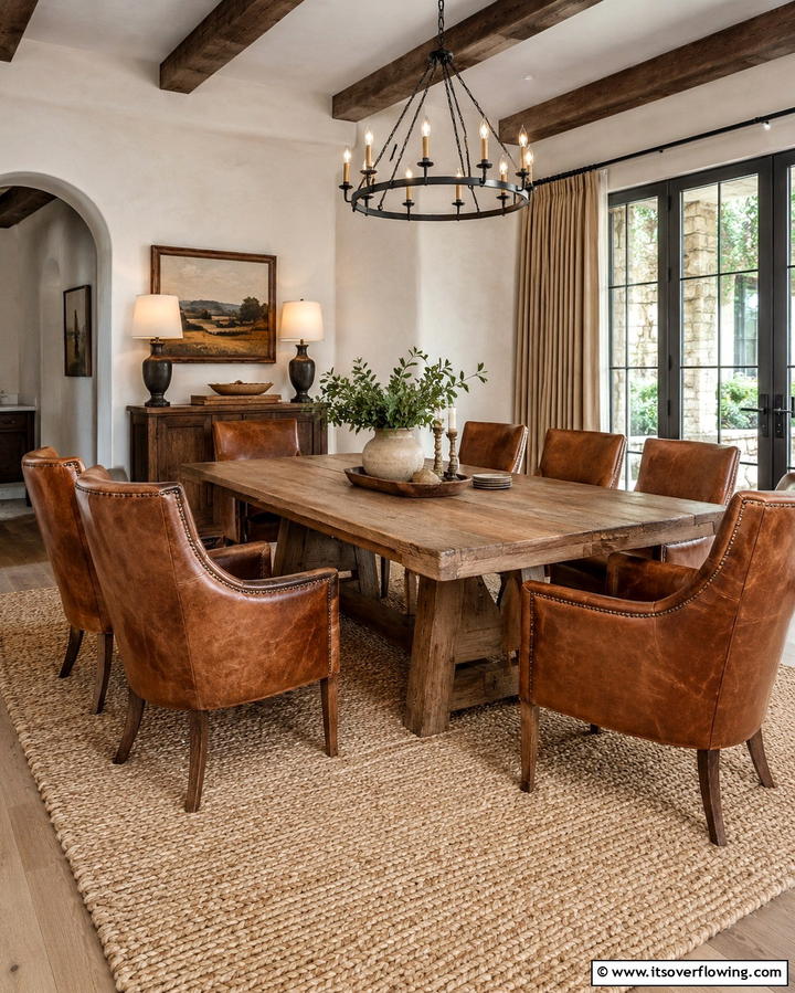 Leather Upholstered Chairs - 30 Rustic Dining Room Ideas for Cozy Family Gatherings