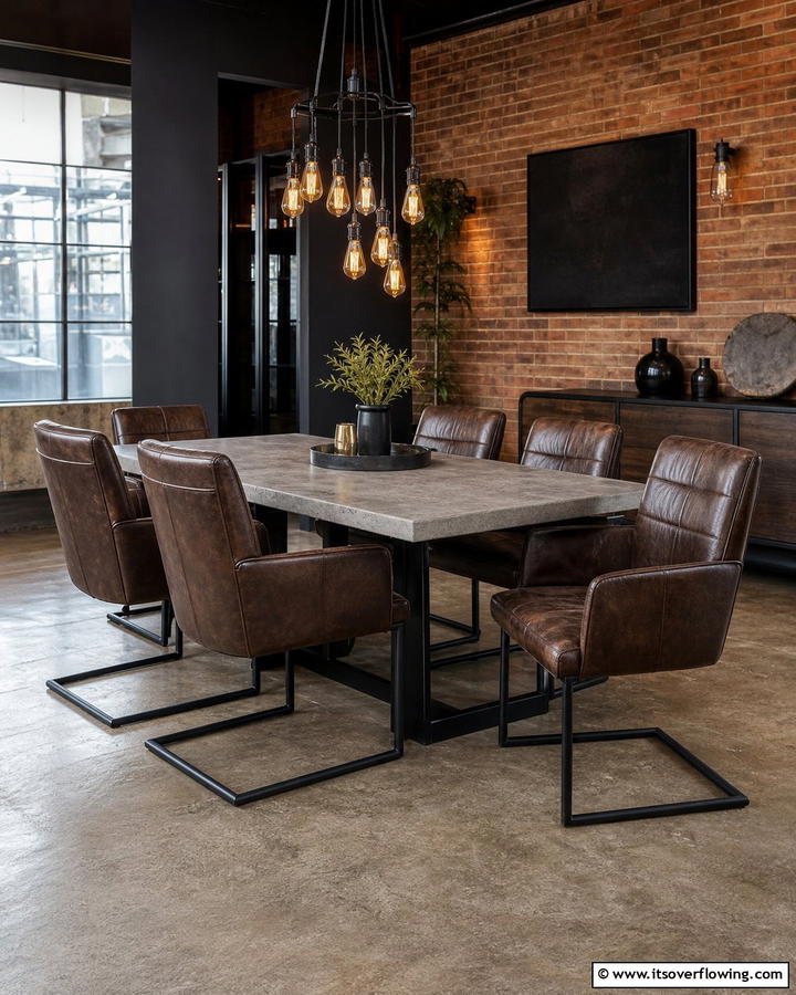 Leather Upholstered Chairs - 20 Industrial Dining Room Ideas for a Modern Look