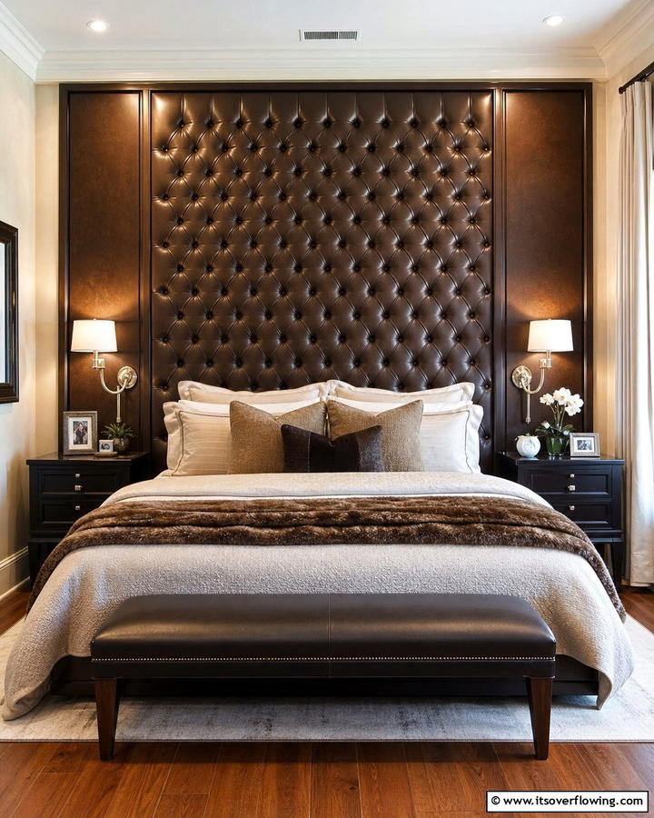 Leather Upholstered Headboards - 20 Black and Brown Bedroom Ideas for a Cozy Retreat