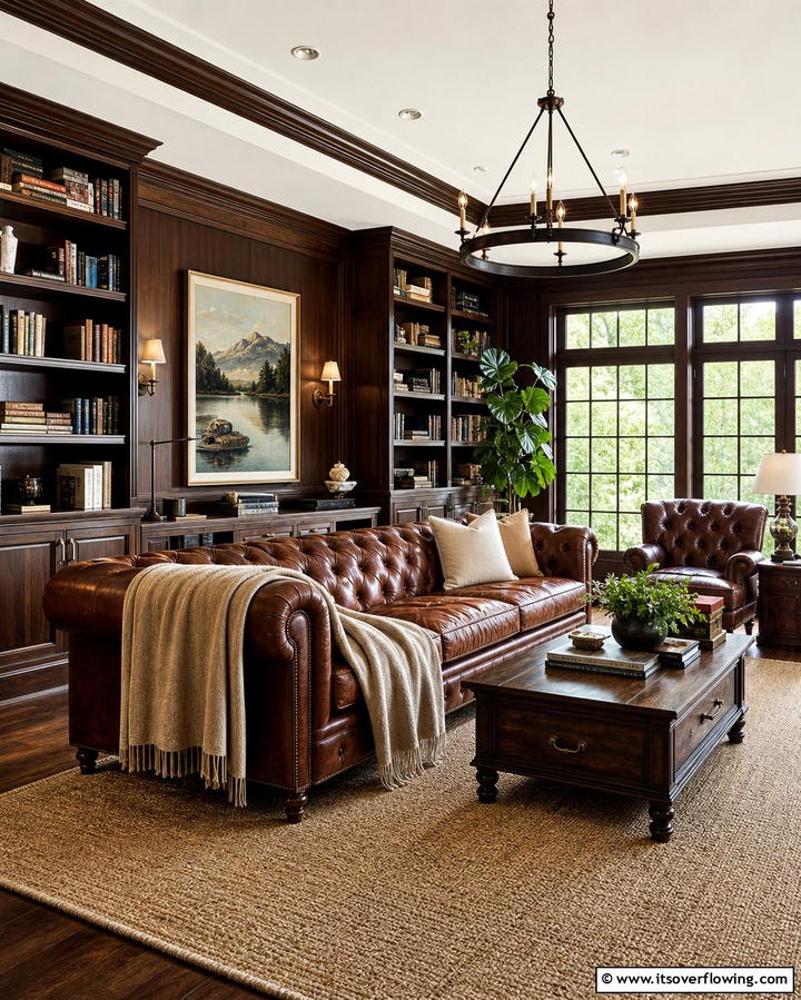 Leather Upholstery for a Luxurious Touch - 25 Ralph Lauren Living Room Ideas for Classic Elegance
