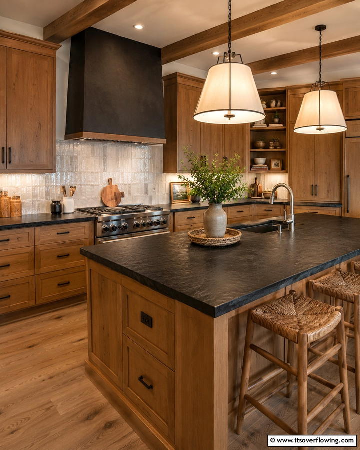 Leathered Black Countertops for a Textured Appeal - 25 Black Kitchen Countertops for a Bold Statement