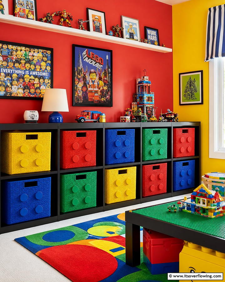 Lego Themed Storage Baskets - 30 Creative Lego Storage Ideas to Organize Kids’ Spaces