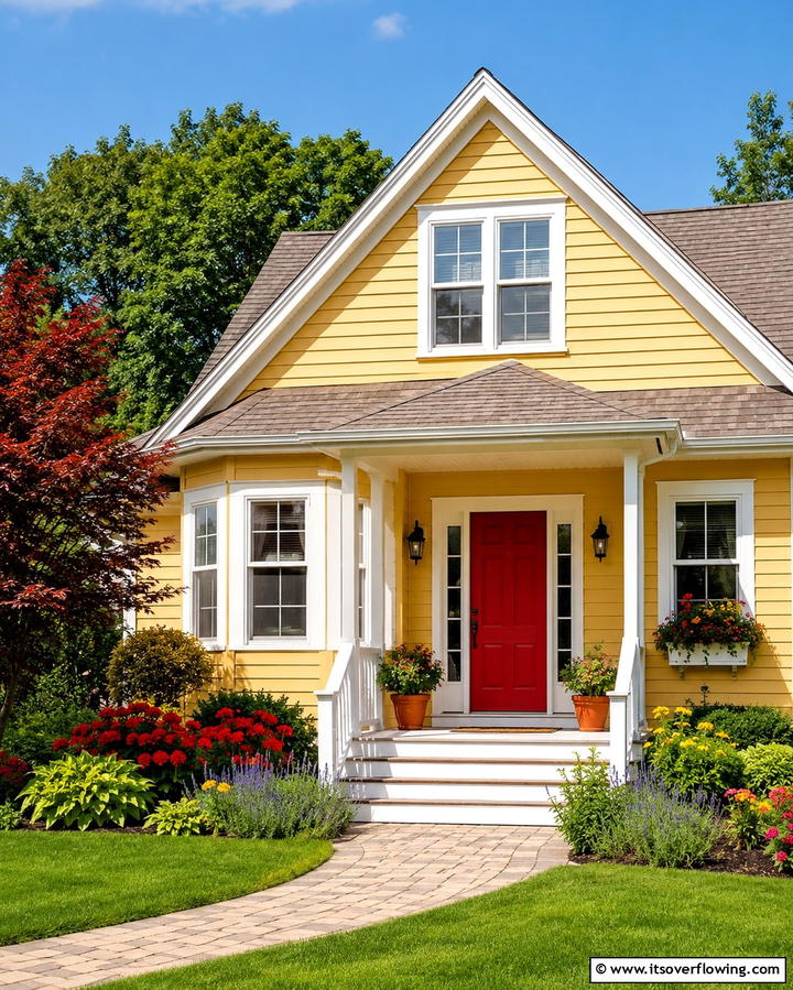 Lemon Yellow with White Trim - 25 Yellow Exterior Home Ideas for a Bright Look