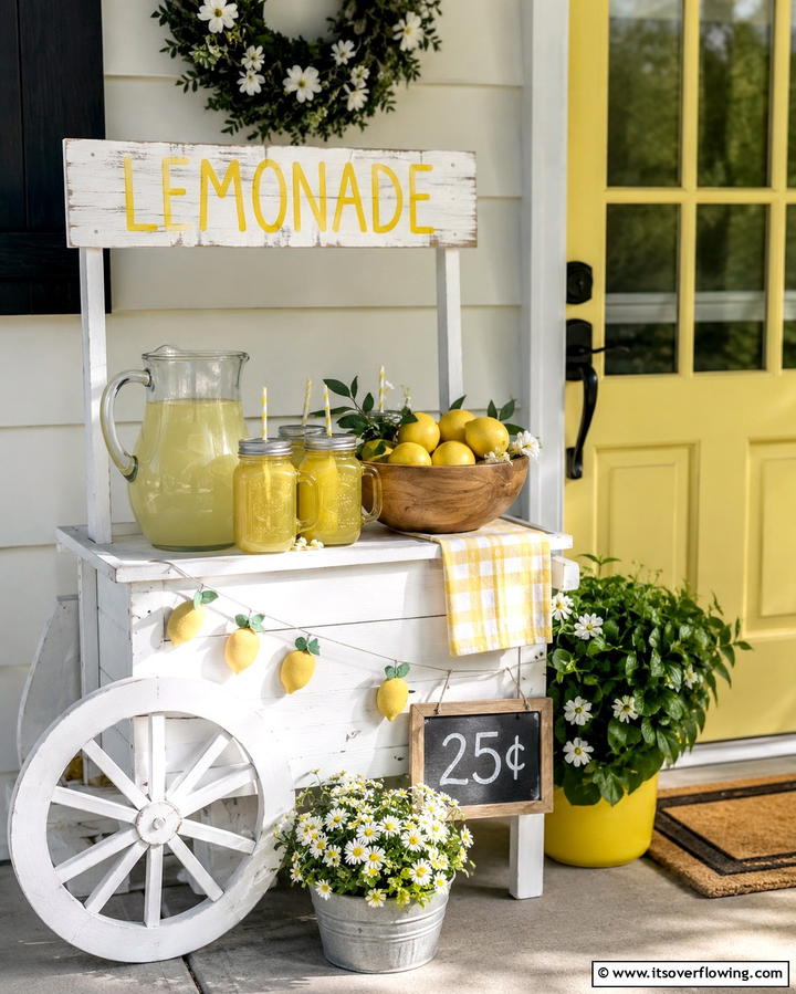 Lemonade Stands Inspired Decor - 25 Summer Front Door Decor Ideas to Welcome the Season