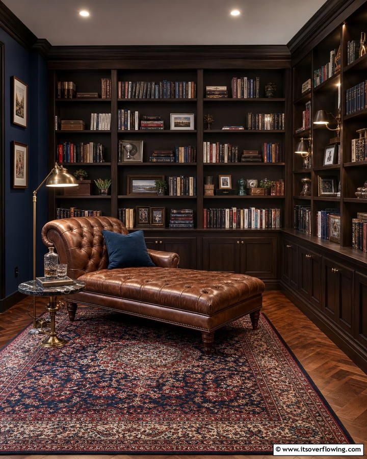 Library Lounge Escape - 20 Luxury Man Cave Ideas for Ultimate Comfort