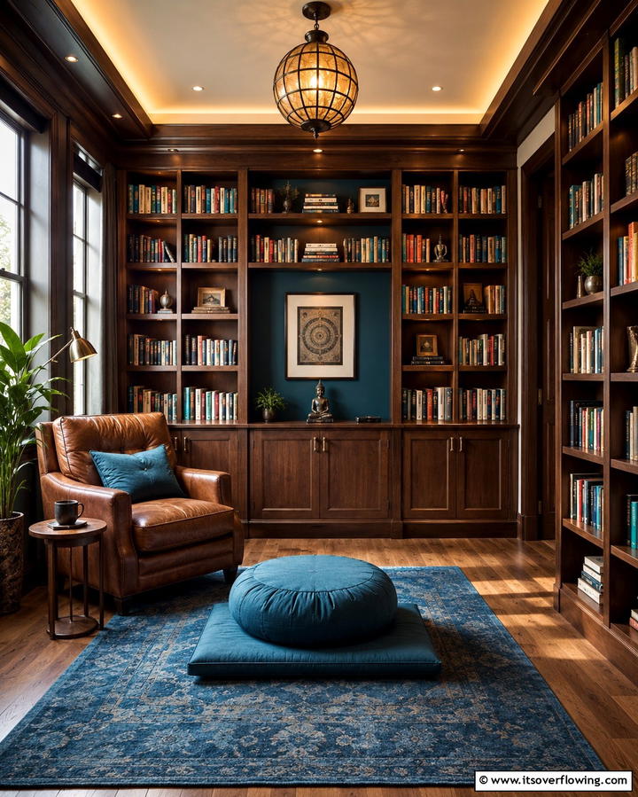 Library Meditation Room - 25 Meditation Room Ideas for Peaceful Retreats