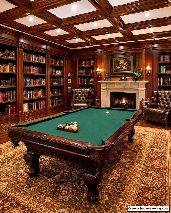 Library Style Pool Table Room - 25 Pool Table Room Ideas for the Ultimate Game Room