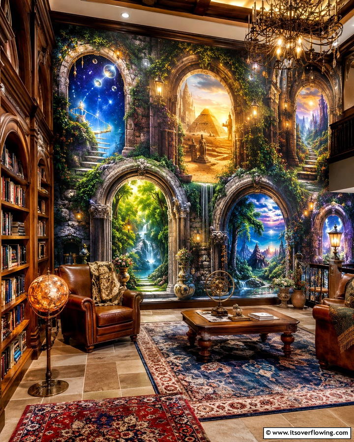 Library as a Portal - 20 Library Murals to Inspire Your Next Home Project