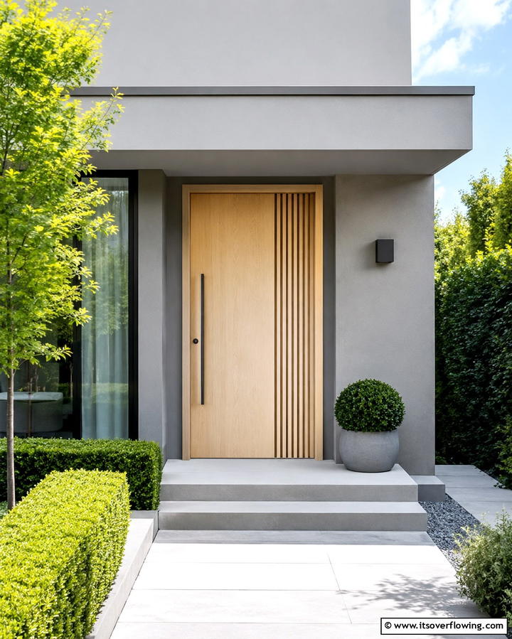 Light Birch Accent - 25 Stained Front Door Ideas for Curb Appeal