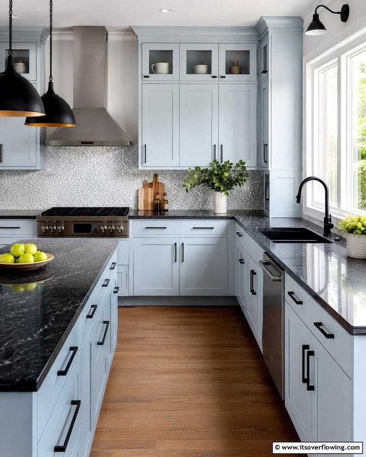 Light Blue Cabinets with Dark CountertopsExact - 25 Light Blue Kitchen Cabinets Ideas for a Coastal Vibe