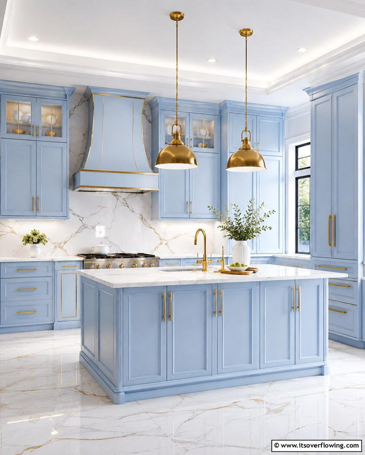 Light Blue Cabinets with Gold AccentsExact - 25 Light Blue Kitchen Cabinets Ideas for a Coastal Vibe