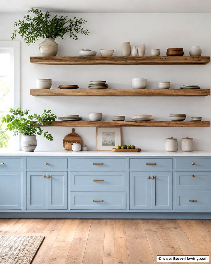 Light Blue Cabinets with Open ShelvingExact - 25 Light Blue Kitchen Cabinets Ideas for a Coastal Vibe