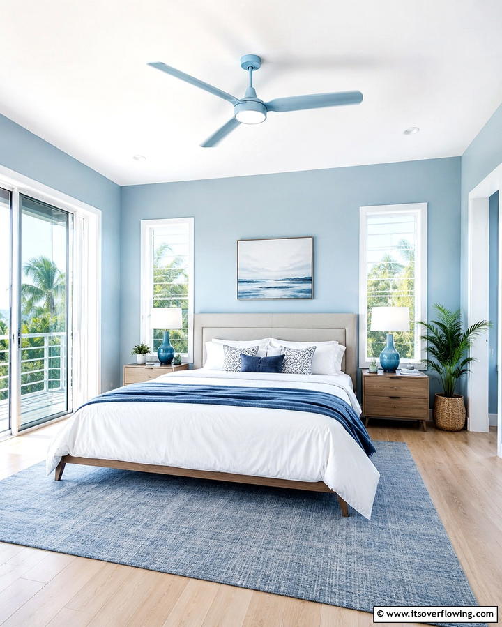 Light Blue Ceiling Fan - 25 Light Blue Bedroom Ideas for a Serene Retreat