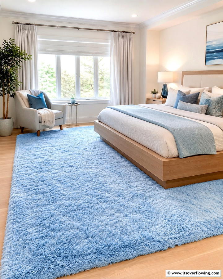 Light Blue Shag Rug - 25 Light Blue Bedroom Ideas for a Serene Retreat