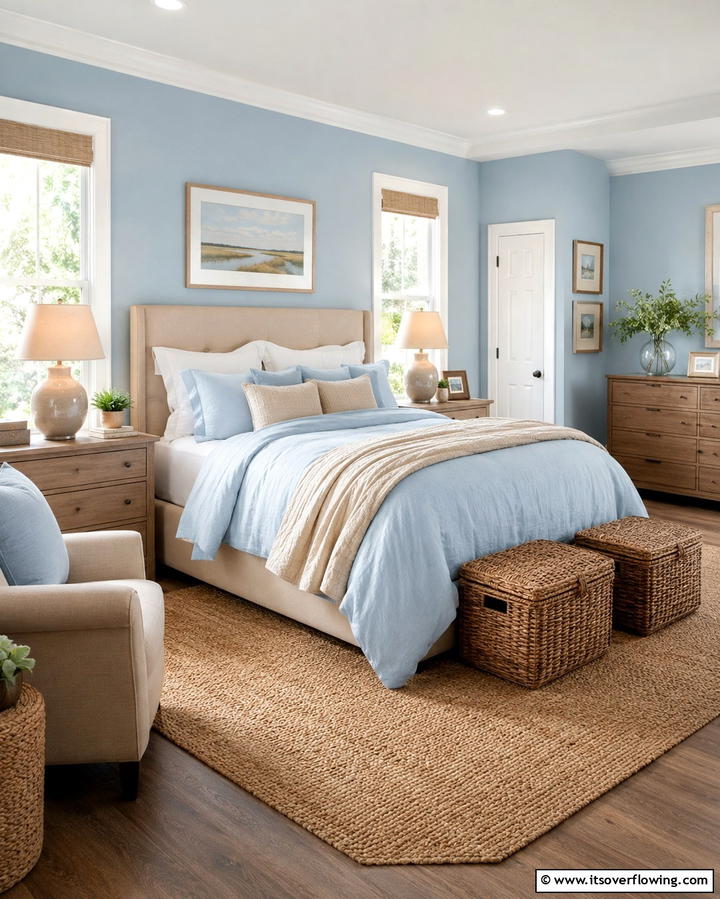 Light Blue and Beige Harmony - 25 Light Blue Bedroom Ideas for a Serene Retreat