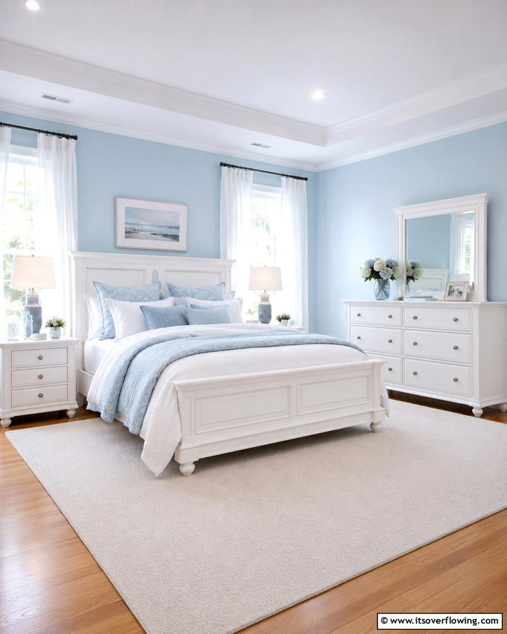 Light Blue and White Serenity - 25 Light Blue Bedroom Ideas for a Serene Retreat