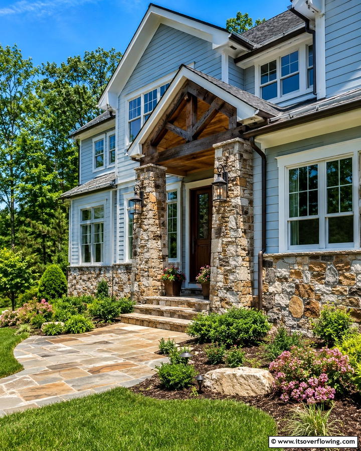 Light Blue with Greenery Accents - 25 Light Blue House Exterior Ideas for a Fresh Look
