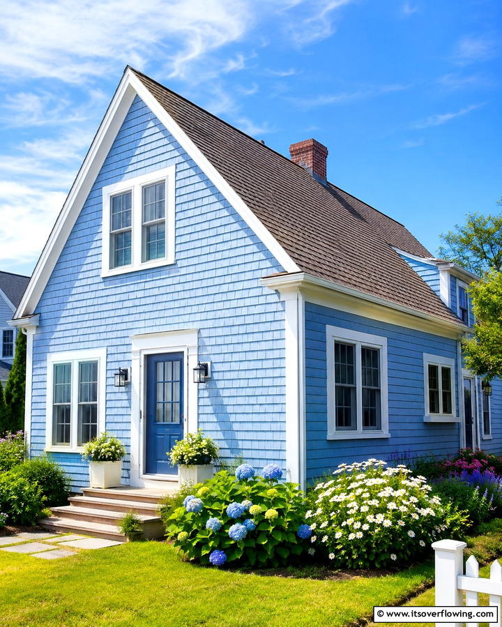 Light Blue with Shingle Siding Details - 25 Light Blue House Exterior Ideas for a Fresh Look