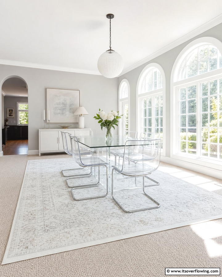 Light Colored Carpets for an Airy Feel - 20 Cozy Carpeted Dining Room Ideas for Comfort
