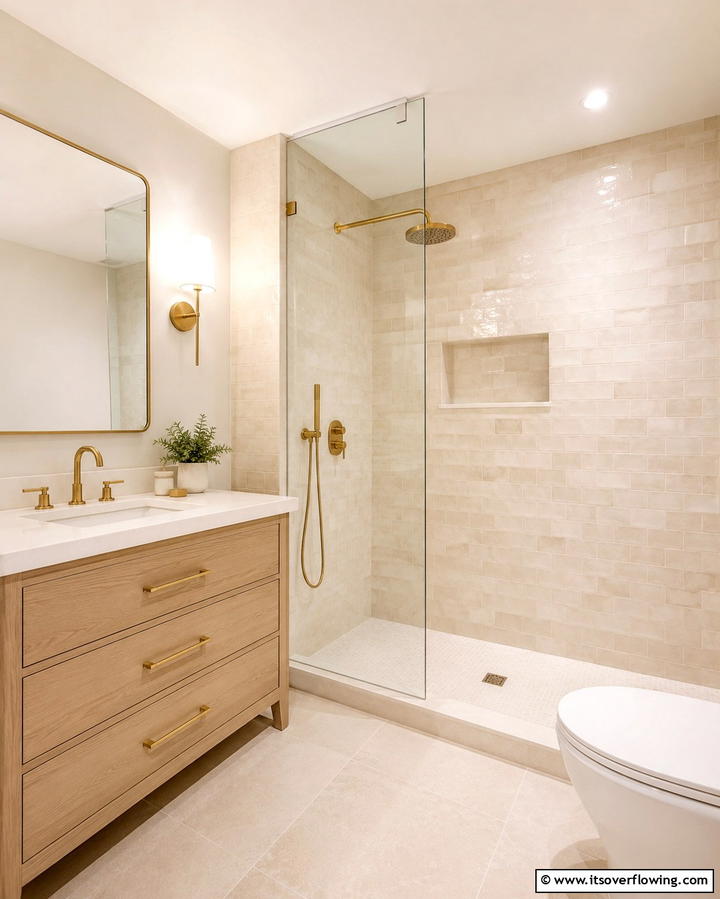 Light Colored Tiles for Brightness - 25 Small Bathroom Walk-in Shower Ideas for Compact Spaces