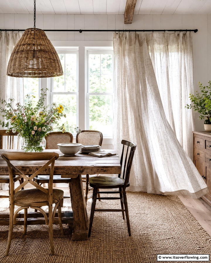 Light Linen Curtains for a Casual Vibe - 25 Elegant Dining Room Curtain Ideas to Transform Your Space