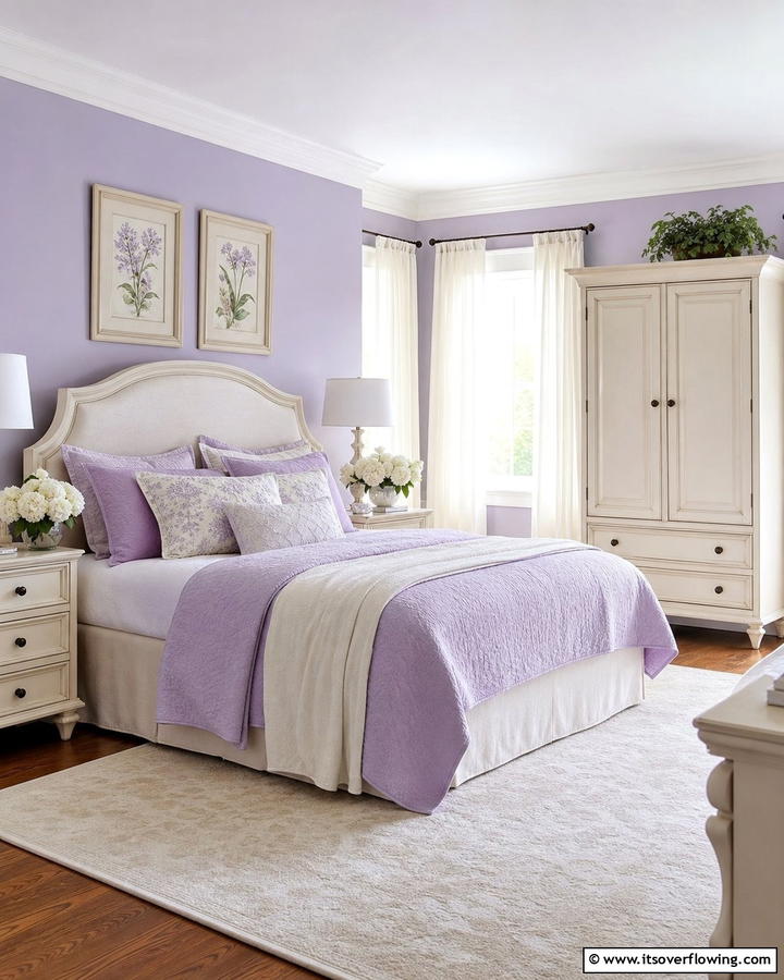 Light Purple and Cream Bedroom - 17 Purple Bedroom Ideas for Dreamy and Creative Spaces