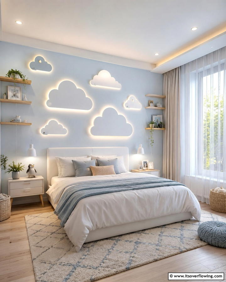 Light Up Cloud Decorations - 25 Dreamy Cloud-Themed Bedroom Ideas for Relaxation
