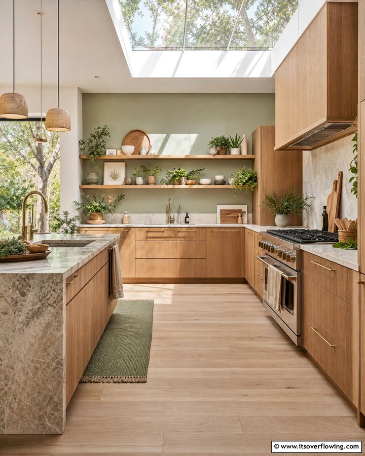 Light Walnut Cabinets for a Natural Touch - 20 Brown Kitchen Cabinets Ideas for a Warm and Inviting Space