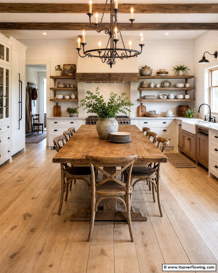 Light Wood Floors in a Farmhouse Kitchen - 25 Light Wood Floor Kitchen Ideas for a Bright Space