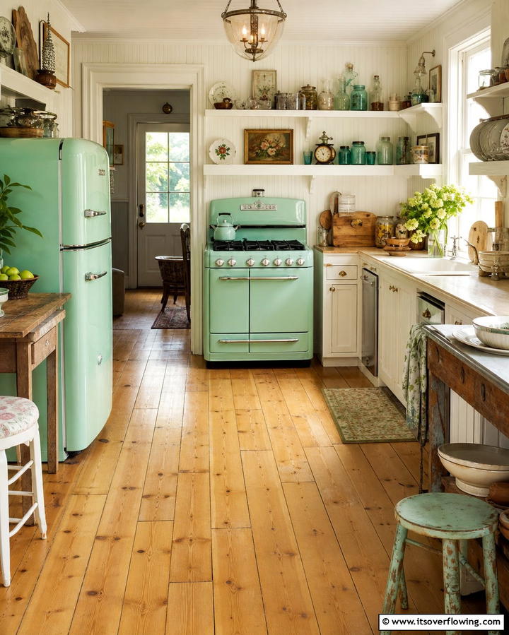 Light Wood Floors in a Vintage Inspired Kitchen - 25 Light Wood Floor Kitchen Ideas for a Bright Space