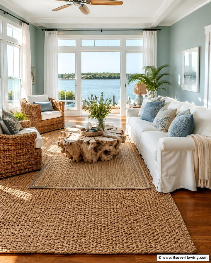 Light Wood Floors - 25 Beach House Living Room Ideas for a Coastal Vibe