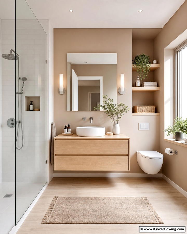Light Wood and Soft Brown - 25 Brown Bathroom Ideas for a Warm and Inviting Space