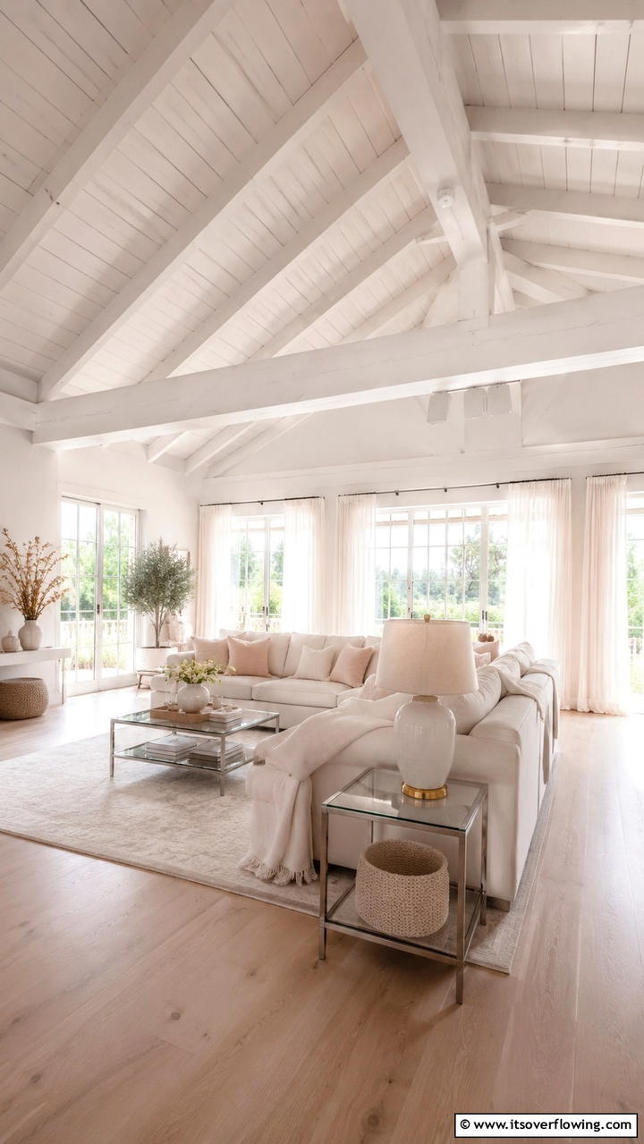 Light and Airy Ambiance - 30 Exposed Beam Living Room Ideas for Rustic Charm