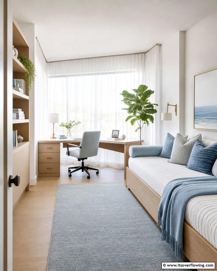 Light and Airy Curtains - 25 Office Guest Room Ideas for a Functional and Stylish Space