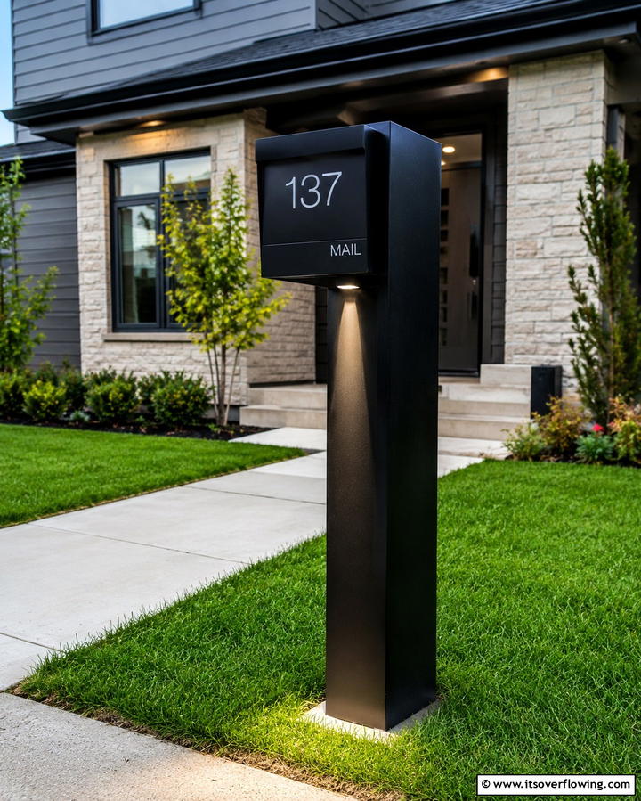 Lighted Mailbox Post - 25 Unique Mailbox Post Ideas to Boost Curb Appeal