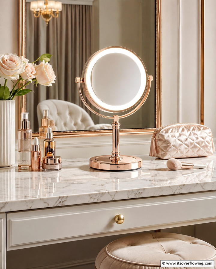 Lighted Makeup Magnifying Mirror - 25 Stunning Makeup Room Ideas for Every Style